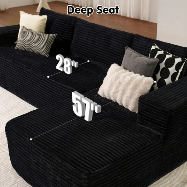 Ovios 104" Cloud Sectional Couch with L-Shape Chaise Modern Modular Sofa with Deep Seat Upholstered Couches Living Room Bedroom - Image 3