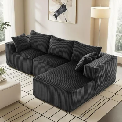 Living Room Sofa, Modular Sectional with L-Shape Chaise, Cloud Sofa Living Room Bedroom Upholstered Sofa - No Installation