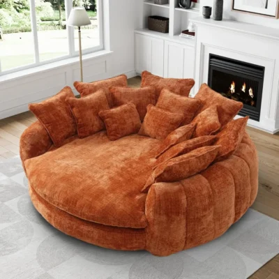 81 "Extra large upholstered sofa bed, indoor round recliner, fluffy plush recliner, modern snow velvet cloud sofa, deep seat