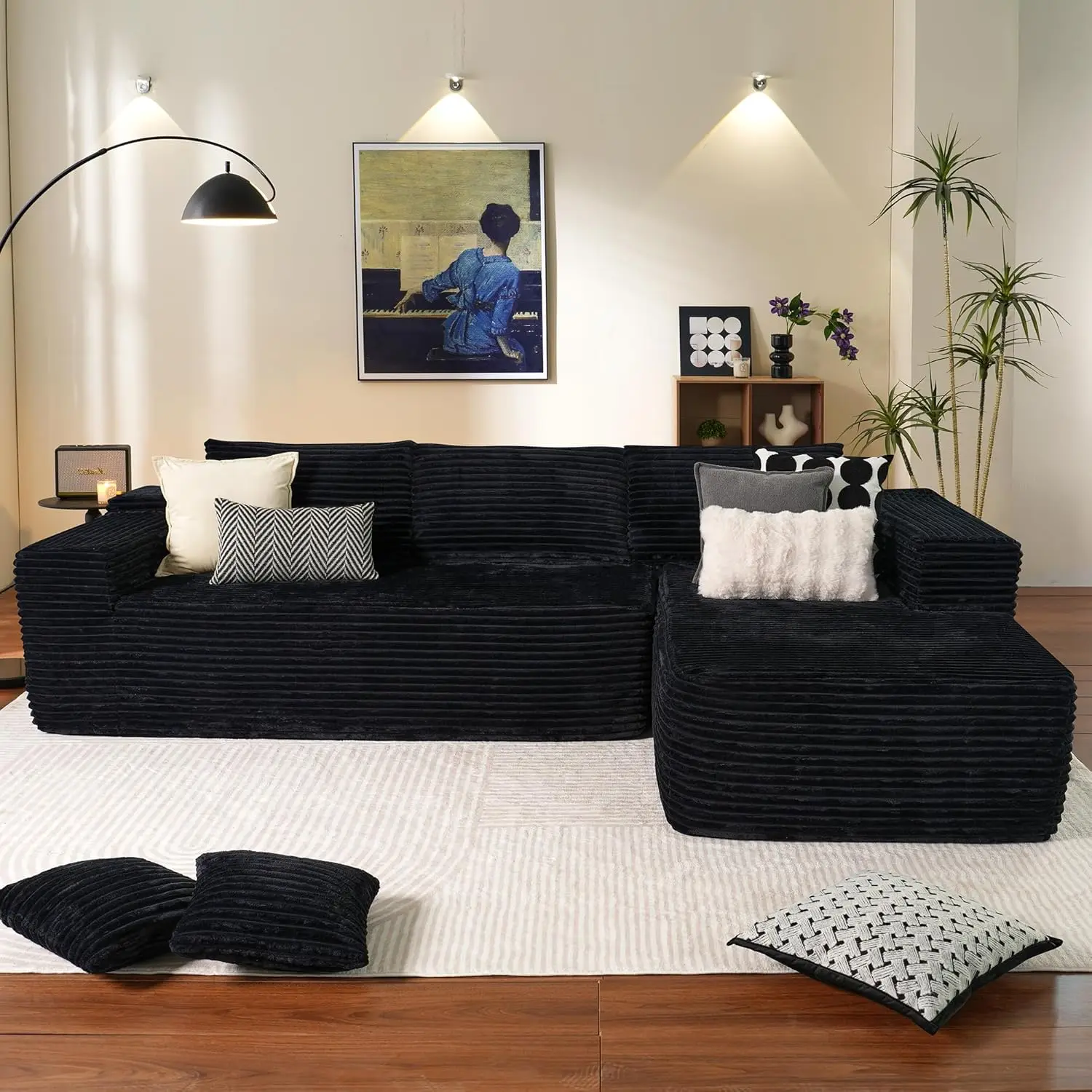 Ovios 104" Cloud Sectional Couch with L-Shape Chaise Modern Modular Sofa with Deep Seat Upholstered Couches Living Room Bedroom