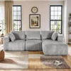 Living Room Sofa, Modular Sectional with L-Shape Chaise, Cloud Sofa Living Room Bedroom Upholstered Sofa - No Installation