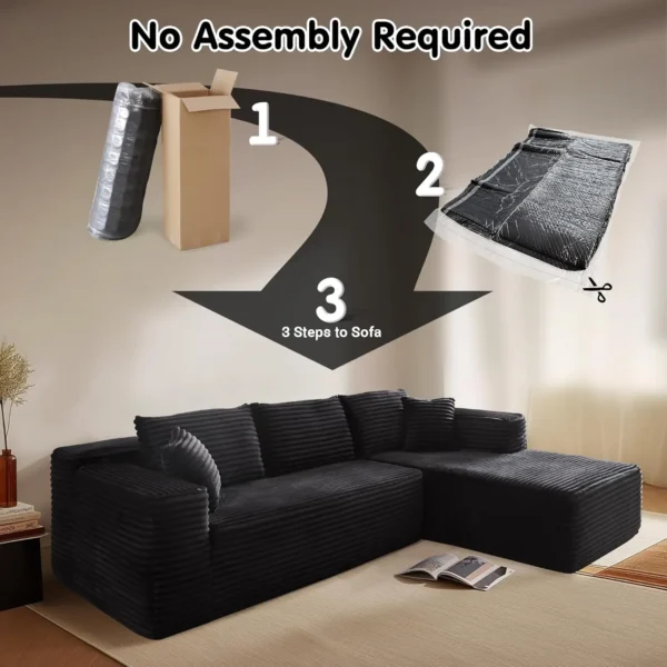 Ovios 104" Cloud Sectional Couch with L-Shape Chaise Modern Modular Sofa with Deep Seat Upholstered Couches Living Room Bedroom - Image 4