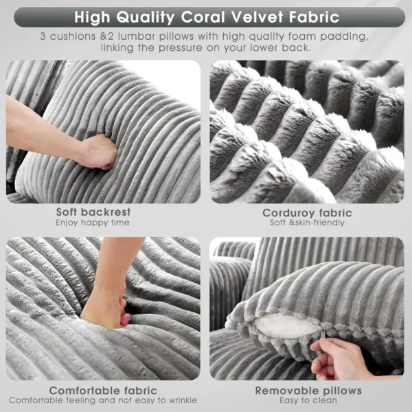 Living Room Sofa, Modular Sectional with L-Shape Chaise, Cloud Sofa Living Room Bedroom Upholstered Sofa - No Installation - Image 2