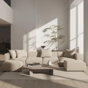 Luxury Modular Sectional Living Room Sofa Set, Modern Minimalist Style Couch with Ottoman and Chaise, U-Shape