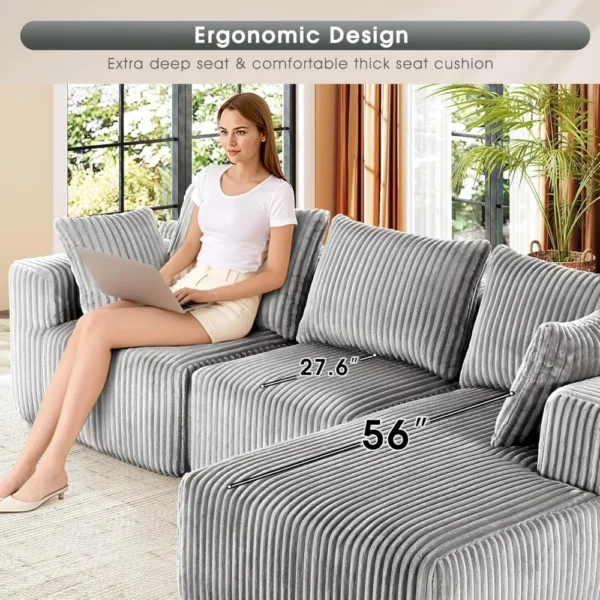Living Room Sofa, Modular Sectional with L-Shape Chaise, Cloud Sofa Living Room Bedroom Upholstered Sofa - No Installation - Image 5