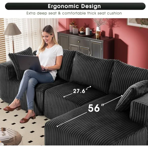 Living Room Sofa, Modular Sectional with L-Shape Chaise, Cloud Sofa Living Room Bedroom Upholstered Sofa - No Installation - Image 6