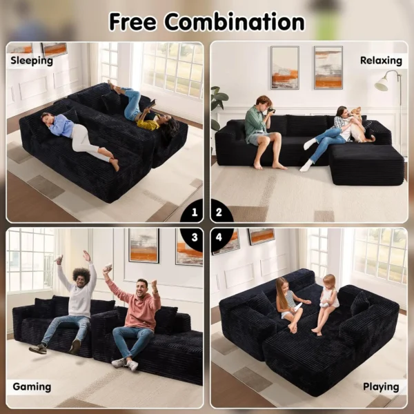 Ovios 104" Cloud Sectional Couch with L-Shape Chaise Modern Modular Sofa with Deep Seat Upholstered Couches Living Room Bedroom - Image 6