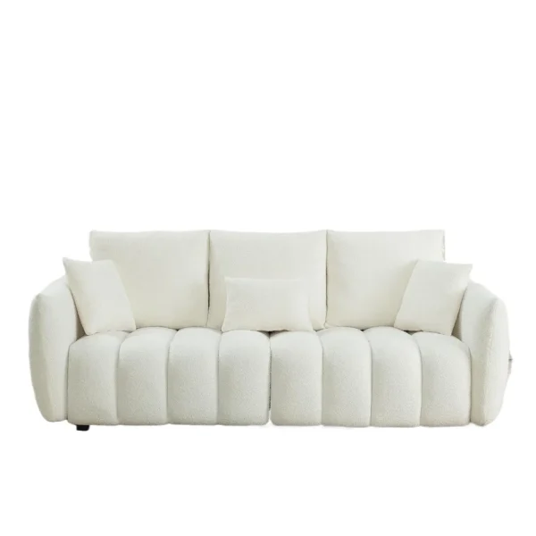 82" Modern Sofa Couch, Comfy Deep Seat Teddy Cloud Sofa, Upholstered 3-Seater Boucle Couch, Oversized Loveseat Living Room Sofas - Image 6